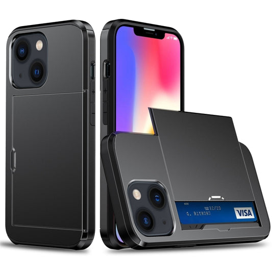Shockproof Armor Protective Phone Case with Slide Card Slot, For iPhone 14, For iPhone 14 Plus, For iPhone 14 Pro, For iPhone 14 Pro Max