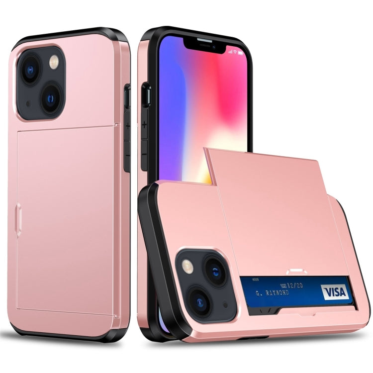 Shockproof Armor Protective Phone Case with Slide Card Slot, For iPhone 14, For iPhone 14 Plus, For iPhone 14 Pro, For iPhone 14 Pro Max