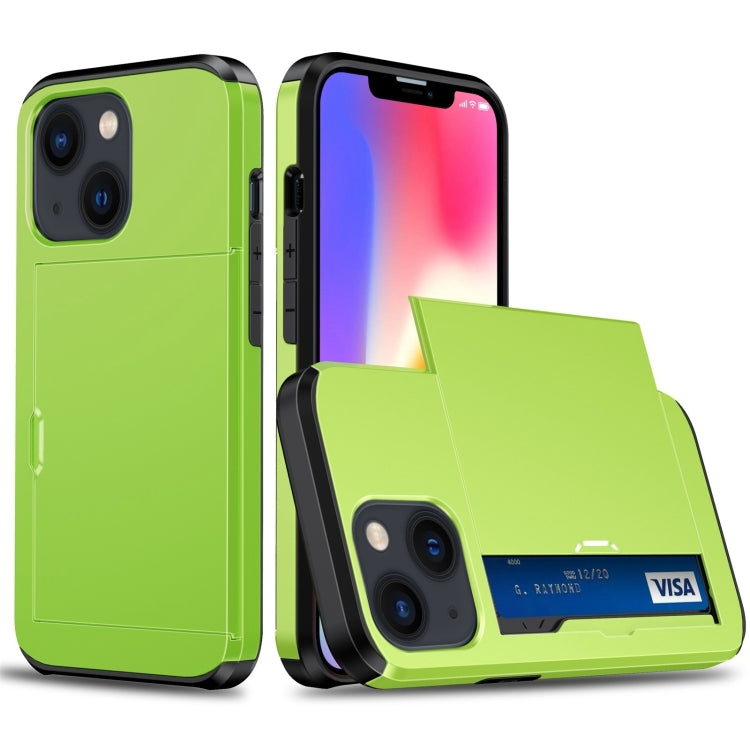 Shockproof Armor Protective Phone Case with Slide Card Slot, For iPhone 14, For iPhone 14 Plus, For iPhone 14 Pro, For iPhone 14 Pro Max
