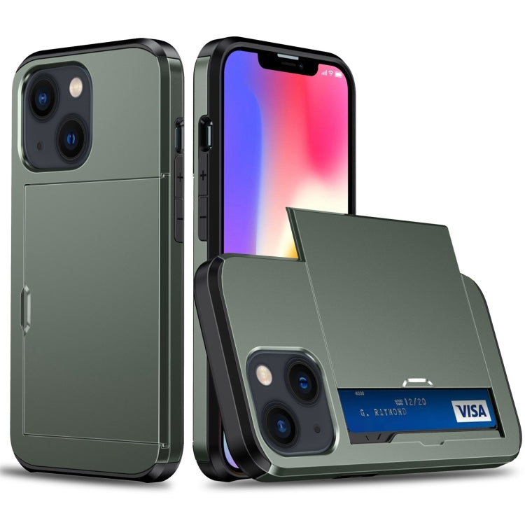 Shockproof Armor Protective Phone Case with Slide Card Slot, For iPhone 14, For iPhone 14 Plus, For iPhone 14 Pro, For iPhone 14 Pro Max
