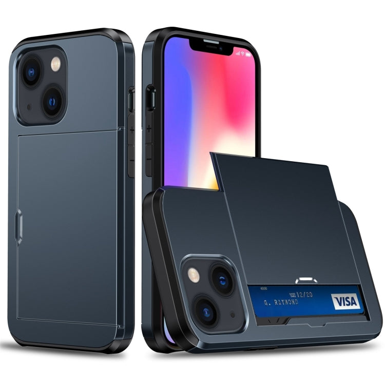 Shockproof Armor Protective Phone Case with Slide Card Slot, For iPhone 14, For iPhone 14 Plus, For iPhone 14 Pro, For iPhone 14 Pro Max