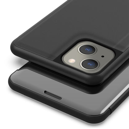 Plated Mirror Horizontal Flip Leather Phone Case with Holder, For iPhone 14, For iPhone 14 Plus, For iPhone 14 Pro, For iPhone 14 Pro Max