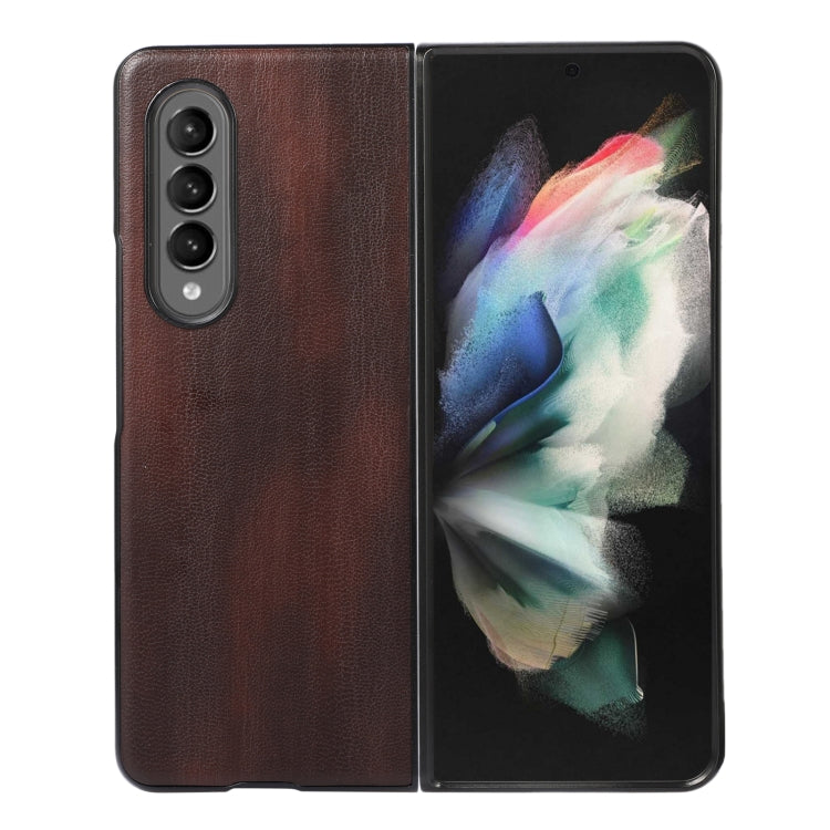 Yellow Cow Texture PU Phone Case, For Samsung Galaxy Z Fold4