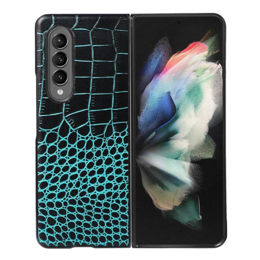 Crocodile Top Layer Cowhide Leather Phone Case, For Samsung Galaxy Z Fold4