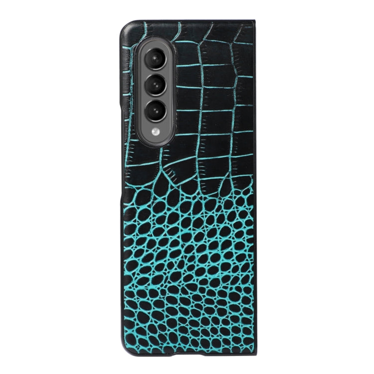 Crocodile Top Layer Cowhide Leather Phone Case, For Samsung Galaxy Z Fold4
