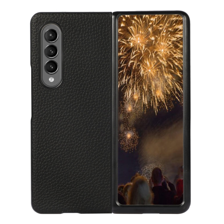 Genuine Leather Lychee Texture Phone Case, For Samsung Galaxy Z Fold4