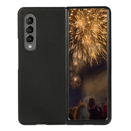 Genuine Leather Lychee Texture Phone Case, For Samsung Galaxy Z Fold4