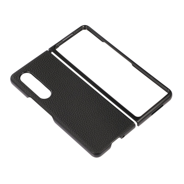 Genuine Leather Lychee Texture Phone Case, For Samsung Galaxy Z Fold4