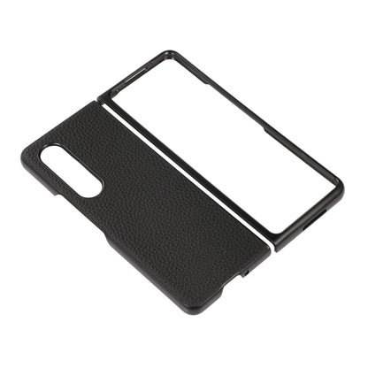 Genuine Leather Lychee Texture Phone Case, For Samsung Galaxy Z Fold4