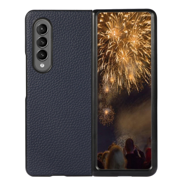 Genuine Leather Lychee Texture Phone Case, For Samsung Galaxy Z Fold4