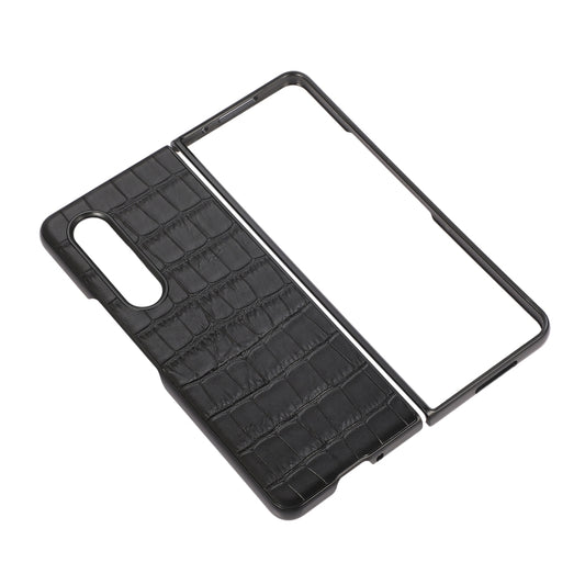 Crocodile Texture Genuine Leather Phone Case, For Samsung Galaxy Z Fold4