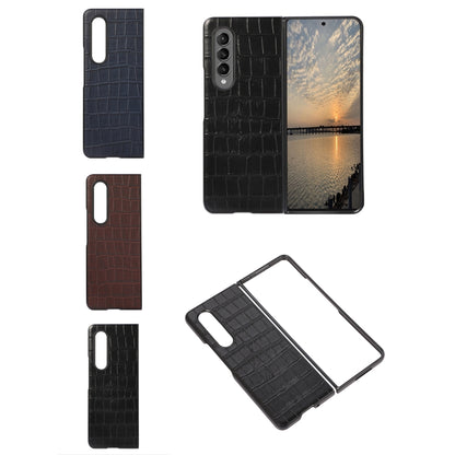 Crocodile Texture Genuine Leather Phone Case, For Samsung Galaxy Z Fold4