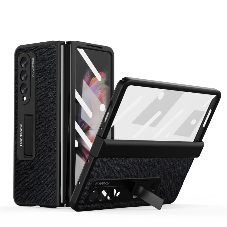 Integrated  Cross Texture Hinge Full Coverage Flip Phone Case, For Samsung Galaxy Z Fold3