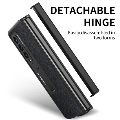 Integrated  Cross Texture Hinge Full Coverage Flip Phone Case, For Samsung Galaxy Z Fold3