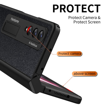 Integrated  Cross Texture Hinge Full Coverage Flip Phone Case, For Samsung Galaxy Z Fold3