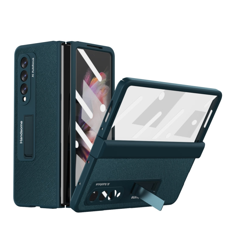 Integrated  Cross Texture Hinge Full Coverage Flip Phone Case, For Samsung Galaxy Z Fold3