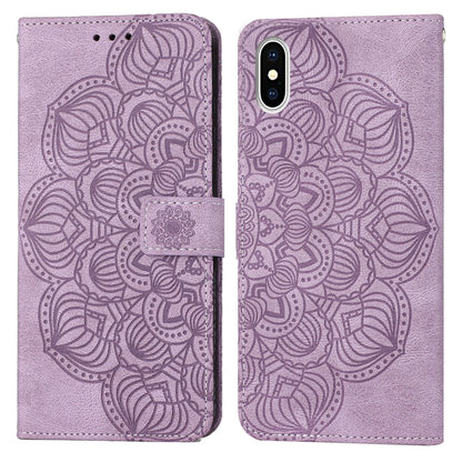 Mandala Embossed Flip Leather Phone Case, For iPhone 11 Pro Max, For iPhone X / XS, For iPhone XR, For iPhone XS Max, For iPhone SE 2022 / 2020 / 8 / 7, For iPhone 7 Plus / 8 Plus