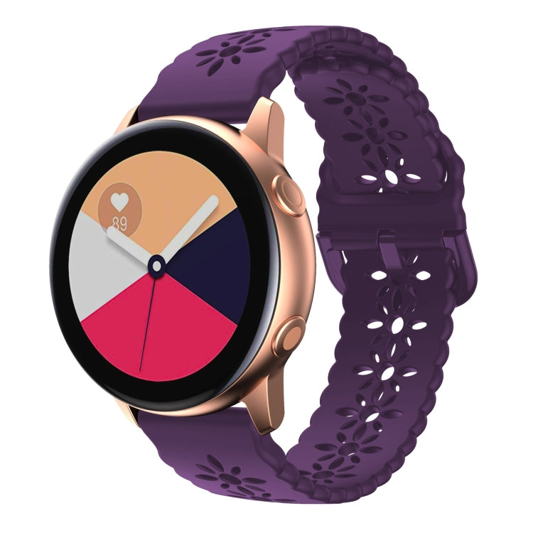 Plum Blossom Hollowed Silicone Watch Band, For Samsung Galaxy Watch4 20mm, For Huawei Watch GT 3 Pro 22mm