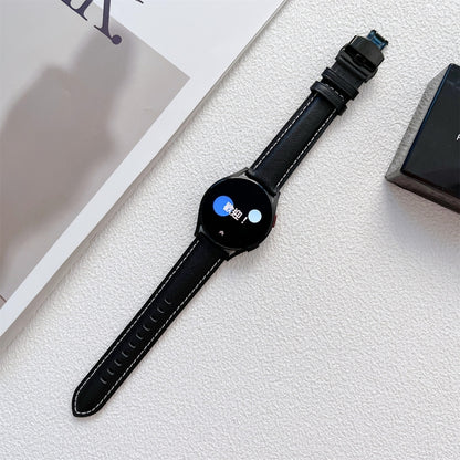Butterfly Buckle Stitching Genuine Leather Watch Band, For Samsung Galaxy Watch4 20mm, For Huawei Watch GT 3 Pro 22mm