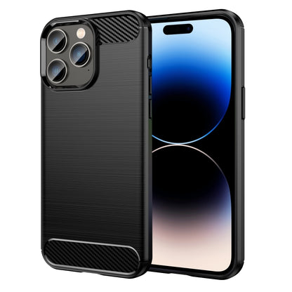 Brushed Texture Carbon Fiber TPU Phone Case, For iPhone 14 Pro, For iPhone 14 Pro Max, For iPhone 14 Plus, For iPhone 14
