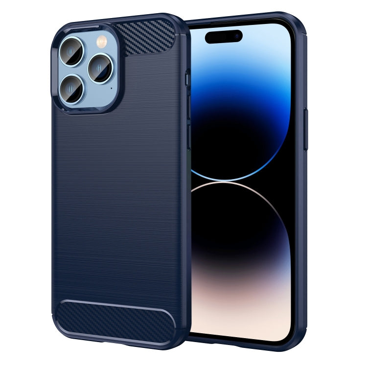 Brushed Texture Carbon Fiber TPU Phone Case, For iPhone 14 Pro, For iPhone 14 Pro Max, For iPhone 14 Plus, For iPhone 14
