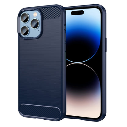 Brushed Texture Carbon Fiber TPU Phone Case, For iPhone 14 Pro, For iPhone 14 Pro Max, For iPhone 14 Plus, For iPhone 14