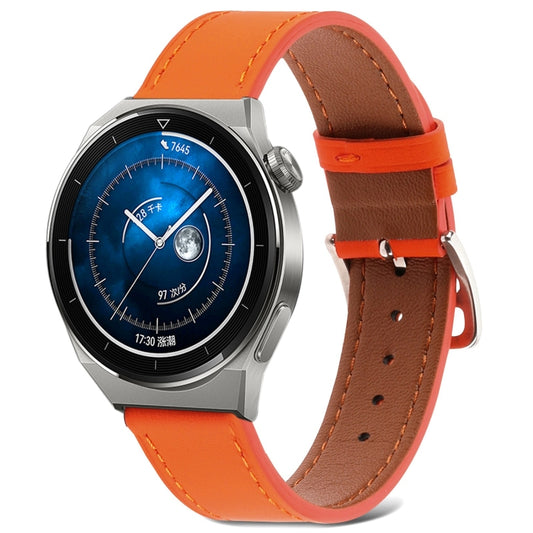 Plain Weave Genuine Leather Watch Band, For Samsung Galaxy Watch4 20mm, For Huawei Watch GT 3 Pro 22mm