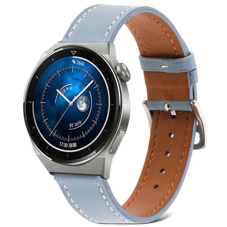 Plain Weave Genuine Leather Watch Band, For Samsung Galaxy Watch4 20mm, For Huawei Watch GT 3 Pro 22mm