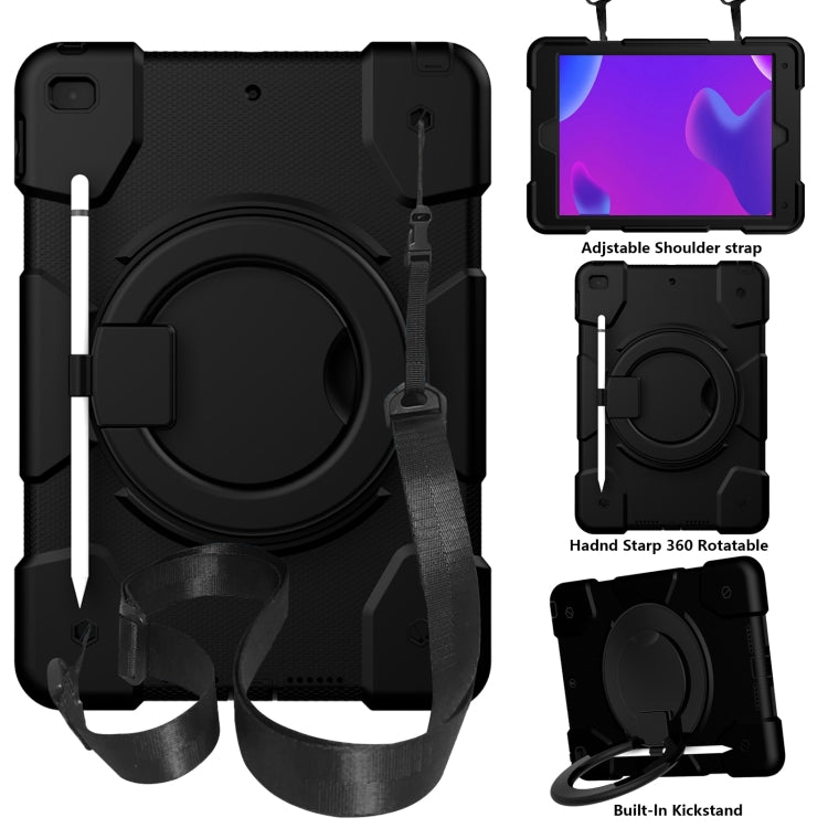 Silicone + PC Full Body Protection Tablet Case With Holder & Strap, For Samsung Galaxy Tab A8 10.5 2021, For iPad 10.2 2019/10.2 2020/10.2 2021, For iPad 9.7 2018, For iPad Pro 11 2020/Pro 11 2018/Air 2020/Air 2022