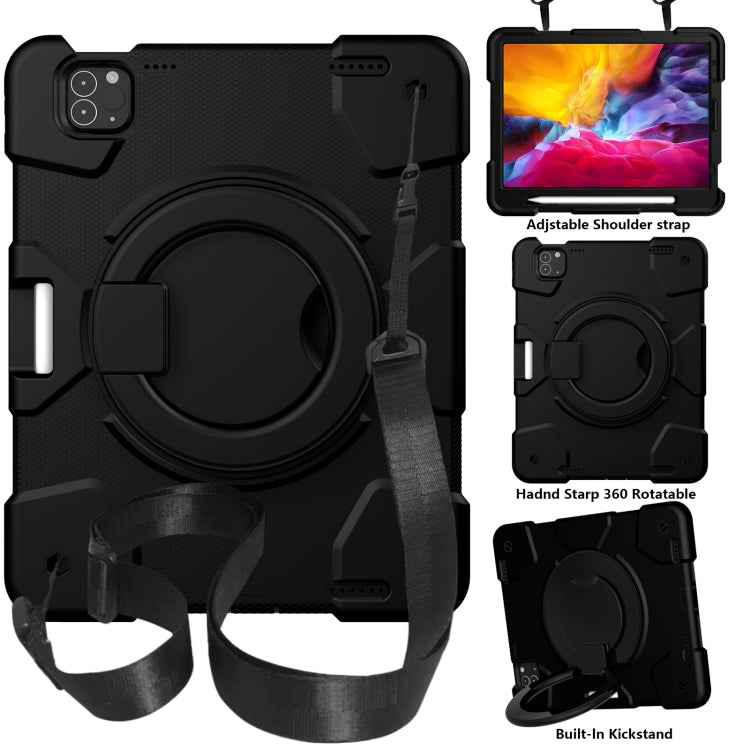 Silicone + PC Full Body Protection Tablet Case With Holder & Strap, For Samsung Galaxy Tab A8 10.5 2021, For iPad 10.2 2019/10.2 2020/10.2 2021, For iPad 9.7 2018, For iPad Pro 11 2020/Pro 11 2018/Air 2020/Air 2022