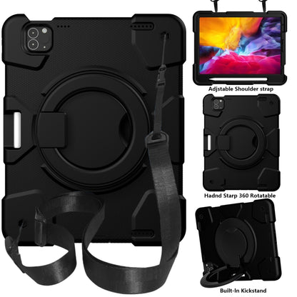Silicone + PC Full Body Protection Tablet Case With Holder & Strap, For Samsung Galaxy Tab A8 10.5 2021, For iPad 10.2 2019/10.2 2020/10.2 2021, For iPad 9.7 2018, For iPad Pro 11 2020/Pro 11 2018/Air 2020/Air 2022