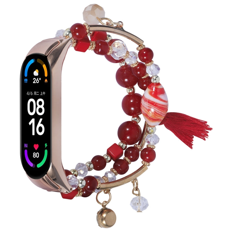 Round Bead Chain Watch Band, For Xiaomi Mi Band 4 / 3, For Xiaomi Mi Band 6 / 5, For Xiaomi Mi Band 7