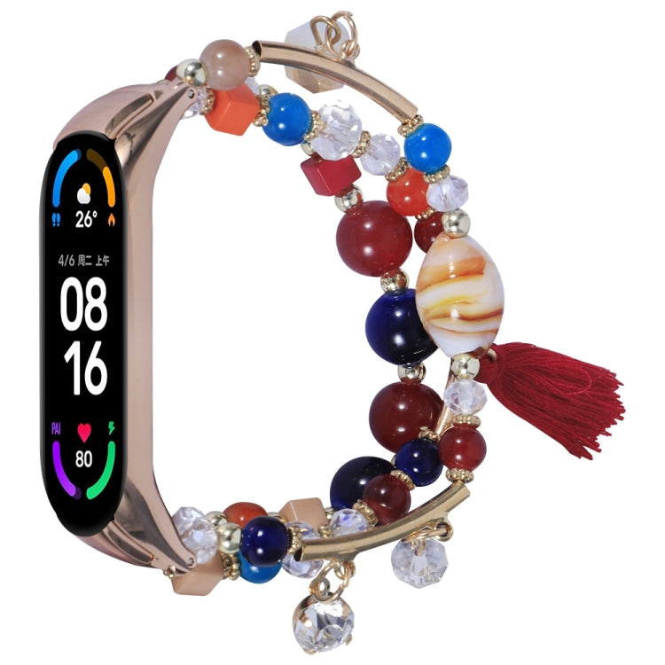 Round Bead Chain Watch Band, For Xiaomi Mi Band 4 / 3, For Xiaomi Mi Band 6 / 5, For Xiaomi Mi Band 7