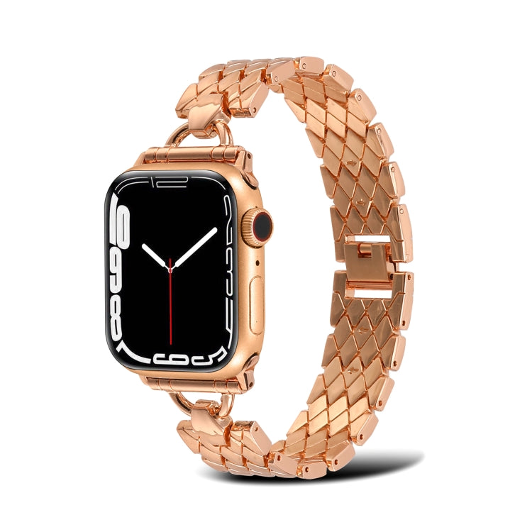 D-shaped Rhombus Metal Watch Band For Apple Watch Series, 7 41mm / 6&SE&5&4 40mm / 3&2&1 38mm, 7 45mm / 6&SE&5&4 44mm / 3&2&1 42mm
