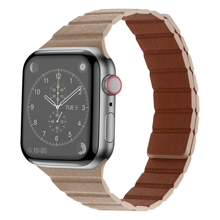 Strong Magnetic Leather Watch Band For Apple Watch Series, 7 41mm / 6&SE&5&4 40mm / 3&2&1 38mm, 7 45mm / 6&SE&5&4 44mm / 3&2&1 42mm
