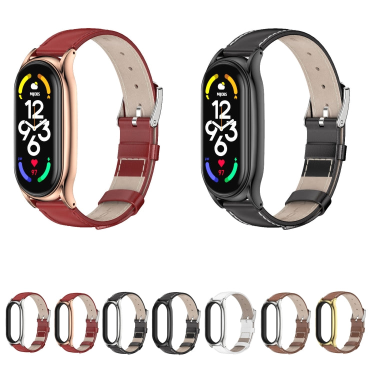 MIJOBS Plus Genuine Leather Watch Band, For Xiaomi Mi Band 7 / 7 NFC