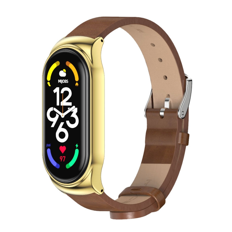 MIJOBS CS Metal Case + Microfiber Leather Watch Band, For Xiaomi Mi Band 7 / 7 NFC