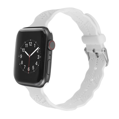 Snowflake Silicone Watch Band For Apple Watch Series, 7 41mm / 6&SE&5&4 40mm / 3&2&1 38mm, 7 45mm / 6&SE&5&4 44mm / 3&2&1 42mm