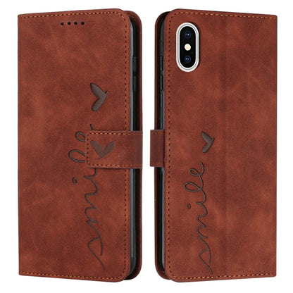 Skin Feel Heart Pattern Leather Phone Case, For iPhone XS Max, For iPhone XR, For iPhone SE 2022 / SE 2020 / 8 / 7, For iPhone 8 Plus / 7 Plus / 6 Plus