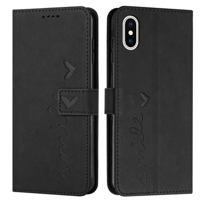 Skin Feel Heart Pattern Leather Phone Case, For iPhone XS Max, For iPhone XR, For iPhone SE 2022 / SE 2020 / 8 / 7, For iPhone 8 Plus / 7 Plus / 6 Plus