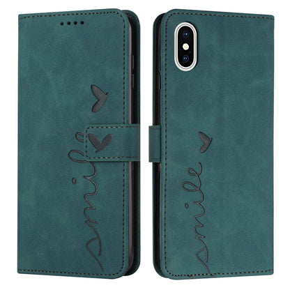 Skin Feel Heart Pattern Leather Phone Case, For iPhone XS Max, For iPhone XR, For iPhone SE 2022 / SE 2020 / 8 / 7, For iPhone 8 Plus / 7 Plus / 6 Plus