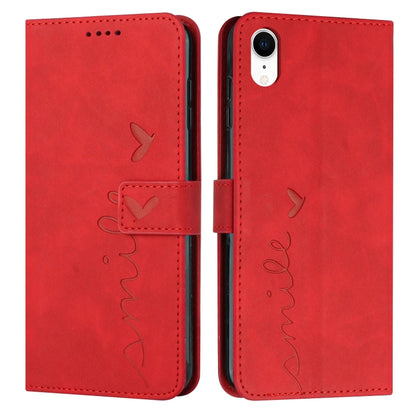 Skin Feel Heart Pattern Leather Phone Case, For iPhone XS Max, For iPhone XR, For iPhone SE 2022 / SE 2020 / 8 / 7, For iPhone 8 Plus / 7 Plus / 6 Plus