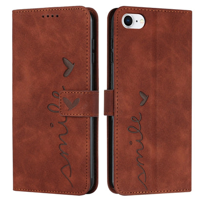 Skin Feel Heart Pattern Leather Phone Case, For iPhone XS Max, For iPhone XR, For iPhone SE 2022 / SE 2020 / 8 / 7, For iPhone 8 Plus / 7 Plus / 6 Plus