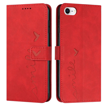 Skin Feel Heart Pattern Leather Phone Case, For iPhone XS Max, For iPhone XR, For iPhone SE 2022 / SE 2020 / 8 / 7, For iPhone 8 Plus / 7 Plus / 6 Plus