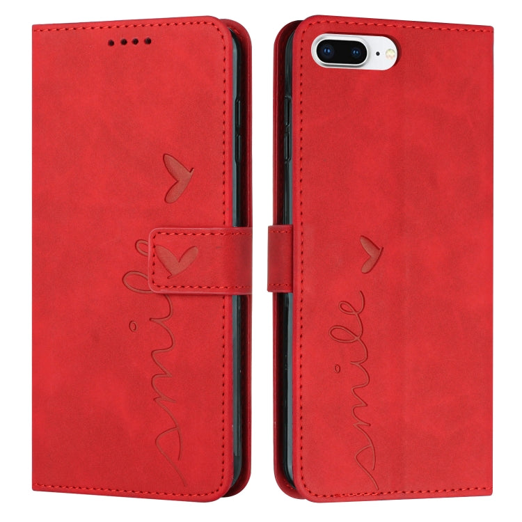 Skin Feel Heart Pattern Leather Phone Case, For iPhone XS Max, For iPhone XR, For iPhone SE 2022 / SE 2020 / 8 / 7, For iPhone 8 Plus / 7 Plus / 6 Plus