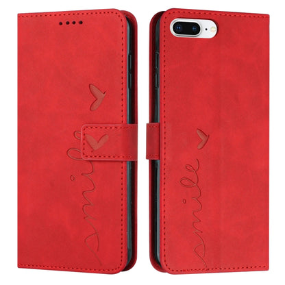Skin Feel Heart Pattern Leather Phone Case, For iPhone XS Max, For iPhone XR, For iPhone SE 2022 / SE 2020 / 8 / 7, For iPhone 8 Plus / 7 Plus / 6 Plus