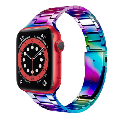 Small Waist Stainless Steel Watch Band For Apple Watch Series, For Apple Watch Series 8&7 45mm / SE 2&6&SE&5&4 44mm / 3&2&1 42mm, 7 41mm / 6&SE&5&4 40mm / 3&2&1 38mm, 7 45mm / 6&SE&5&4 44mm / 3&2&1 42mm                                                  ...