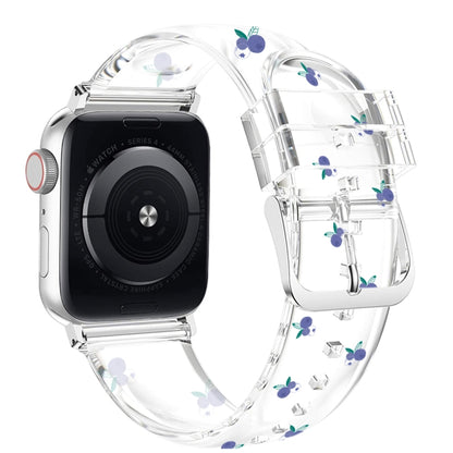 Square Buckle Transparent Watch Band For Apple Watch Series, 7 41mm / 6&SE&5&4 40mm / 3&2&1 38mm, 7 45mm / 6&SE&5&4 44mm / 3&2&1 42mm