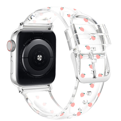 Square Buckle Transparent Watch Band For Apple Watch Series, 7 41mm / 6&SE&5&4 40mm / 3&2&1 38mm, 7 45mm / 6&SE&5&4 44mm / 3&2&1 42mm