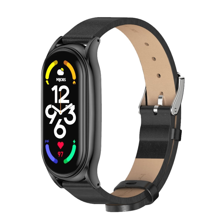 MIJOBS Plus Metal Case Microfiber Leather Watch Band, For Xiaomi Mi Band 7 / 7 NFC